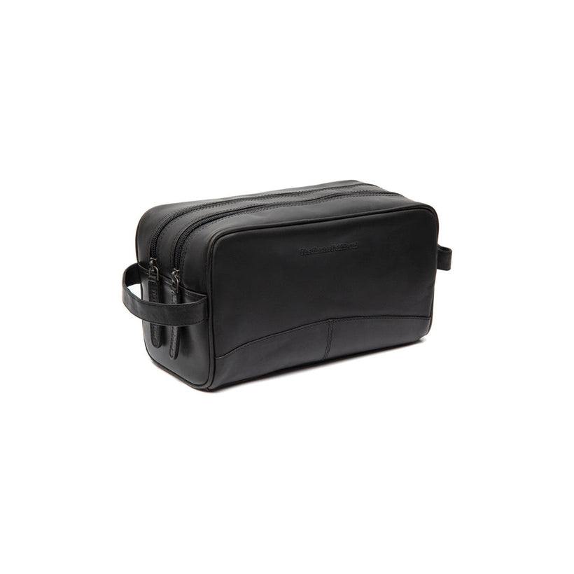 Stacey Full-Grain Leather Toiletry Bag in Classic 100% Full-Grain Leather - Front Profile View & Tailored Silhouette | Buy Online