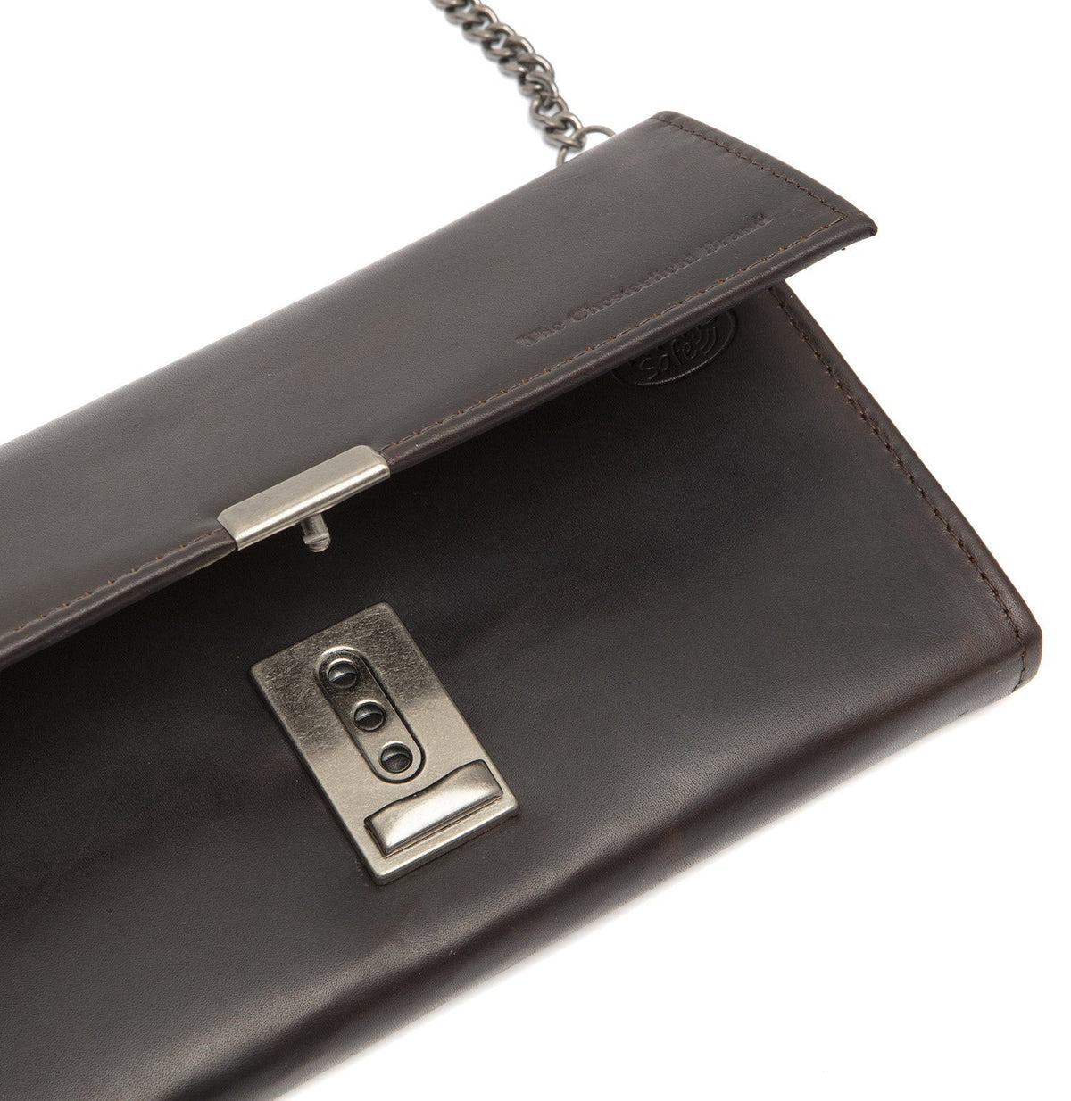 Solid Antique Brass Hardware &amp; Heavy-Duty Dual Zipper Detail on Bora Full-Grain Leather Waiter Wallet para Mujer