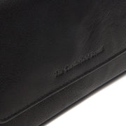Solid Antique Brass Hardware &amp; Heavy-Duty Dual Zipper Detail on Rhodos Full-Grain Cartera de Cuero para Mujer