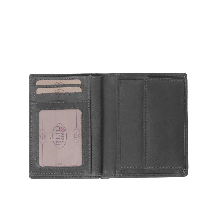 Classic 100% Full-Grain leather Wallet - Rear Perspective Showing Reinforced Leather Straps & Stitching