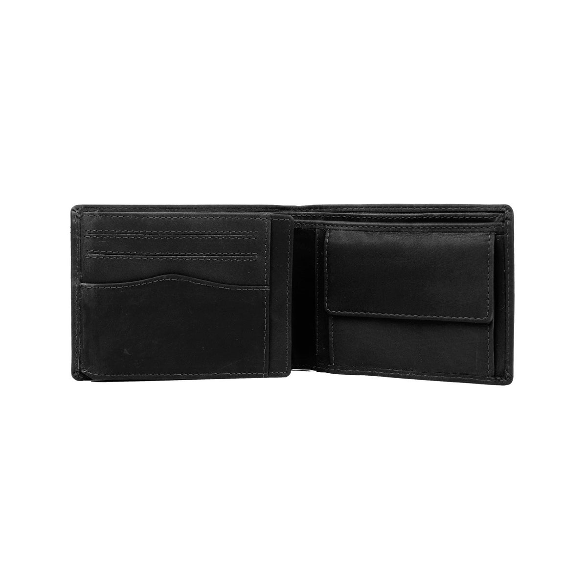 Timo Full-Grain Cartera de Cuero para Hombre - Structured Side Profile Showing Gusset Depth &amp; Expansion Capacity