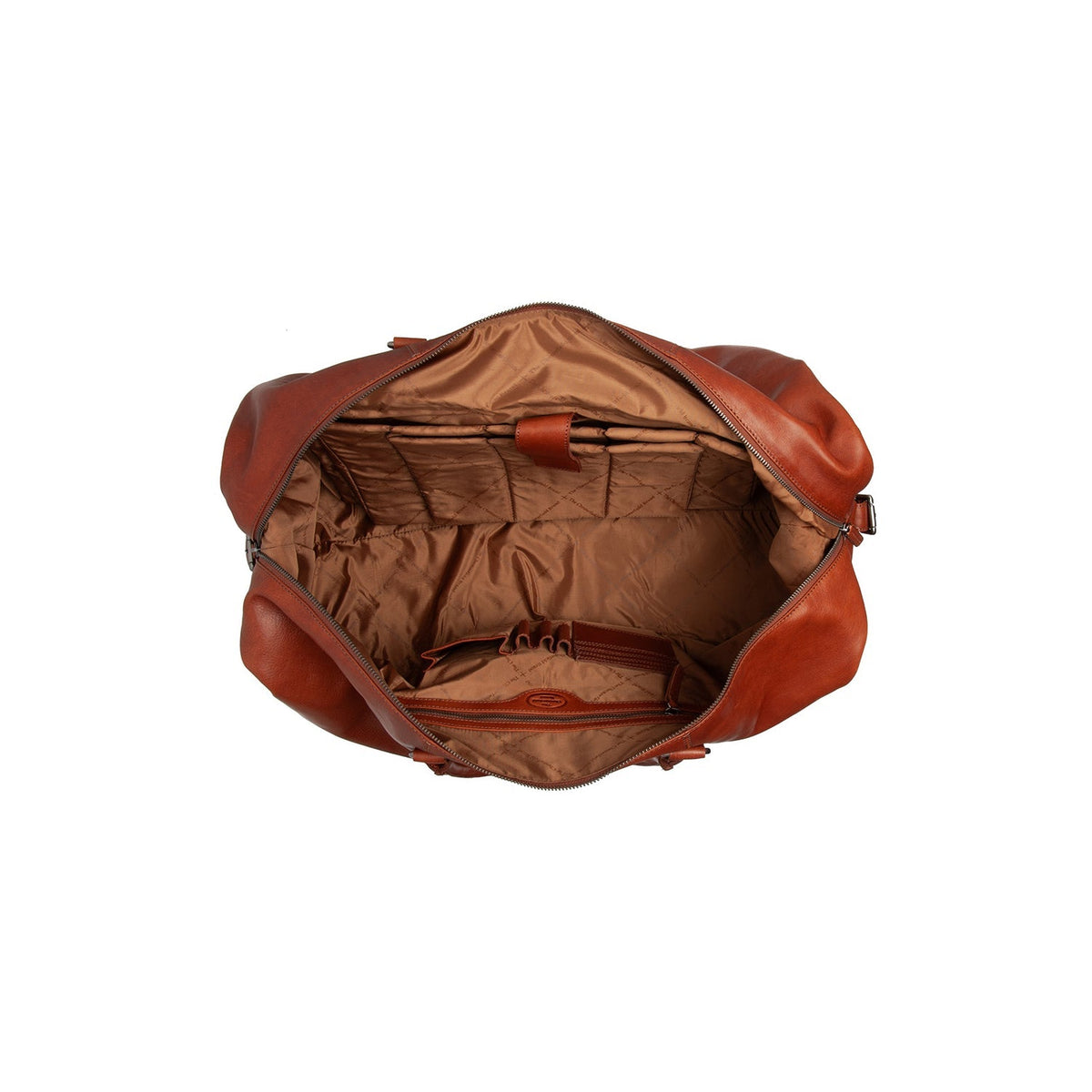 Solid Antique Brass Hardware &amp; Heavy-Duty Dual Zipper Detail on Cavoli Full-Grain Leather Weekender Bag para Mujer