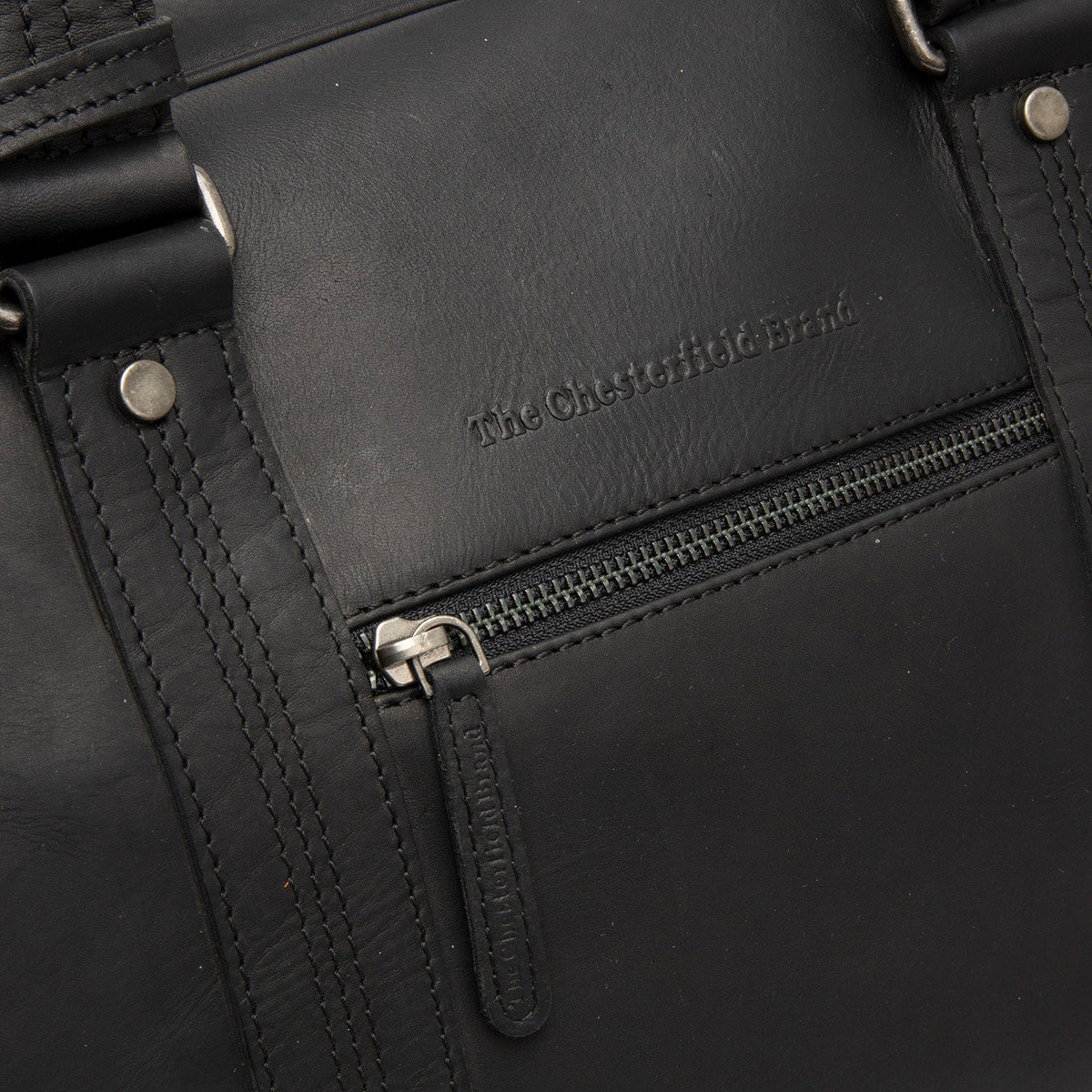 Classic 100% Full-Grain Leather Duffle Bag - Rear Perspective Showing Reinforced Leather Straps &amp; Stitching