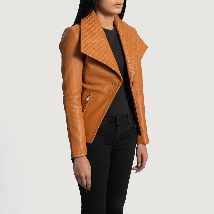 Lee Tostado Marrón Blazer de Cuero de Cuero para Mujer