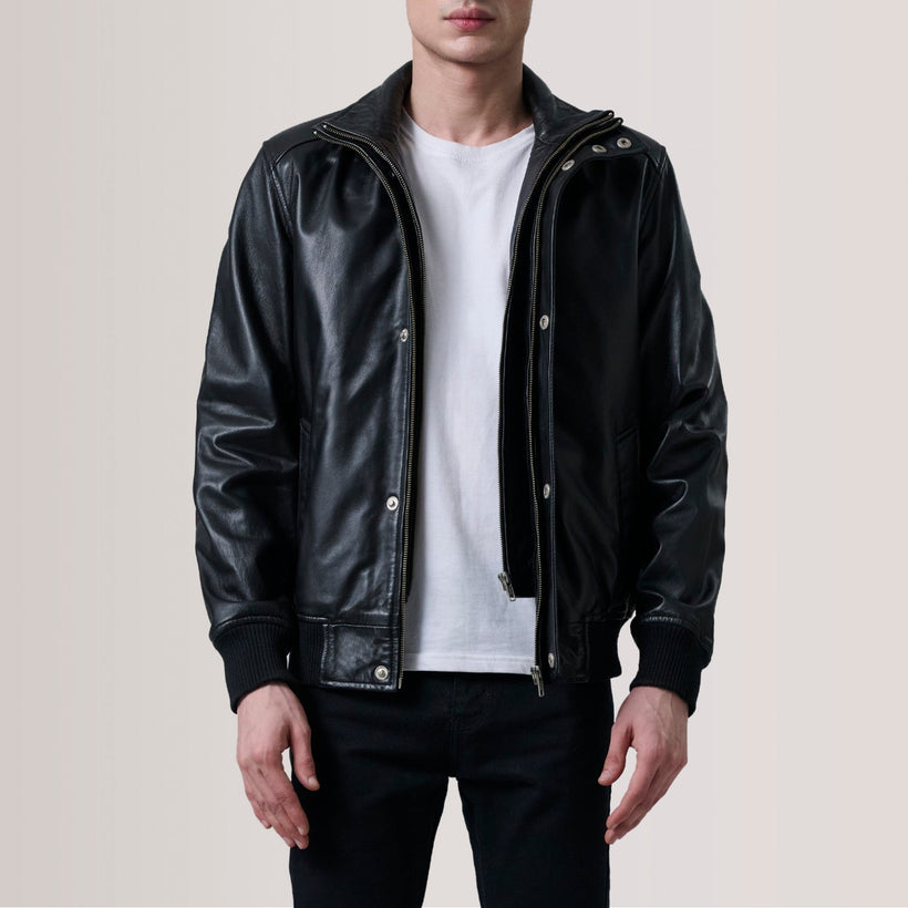 Lester Marrón Suede Chaqueta Bomber de Cuero para Hombre