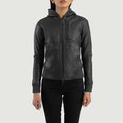 
Luna Hooded Chaqueta Bomber de Cuero para Mujer – alternate product view 4