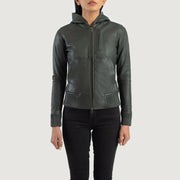 
Luna Hooded Chaqueta Bomber de Cuero para Mujer – alternate product view 4