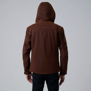 Detalle de cerca of Hooded &amp; Zipper with placket Hardware on Marlo Brown Canvas Hooded Work Jacket For Men