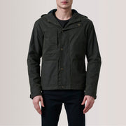 
Authentic Waxed Cotton Canvas Grain Texture & Heavy-Duty Seam Stitching Detail