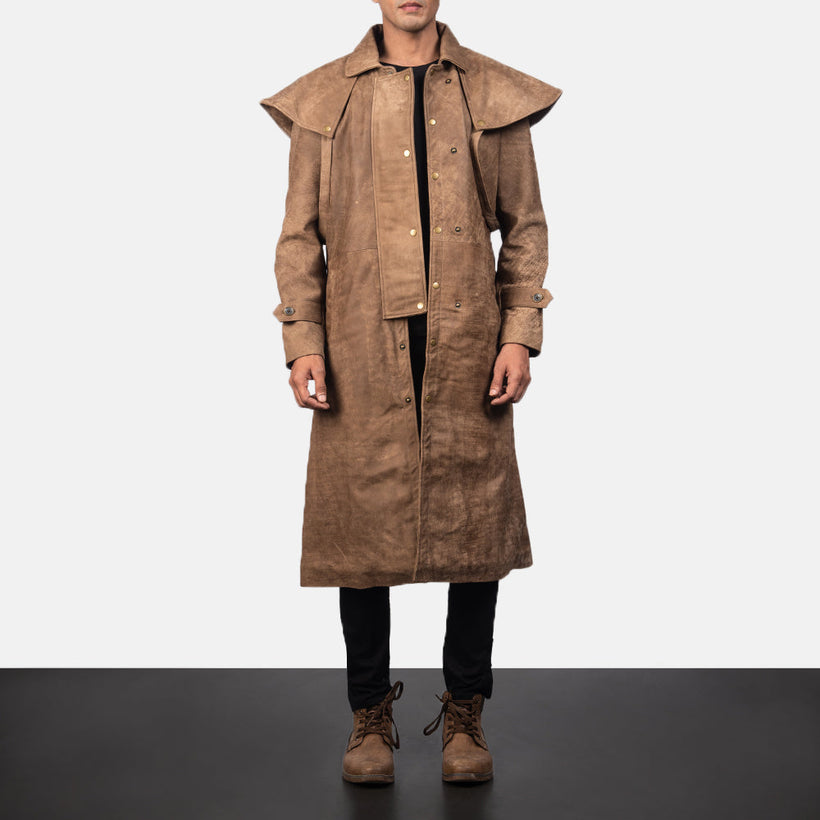 Maverick Marrón Leather Duster para Hombre