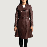 Women's Missoni Granate Trench de Cuero para Mujer in Maroon Sheepskin Leather - Vista frontal y silueta a medida | Comprar online