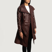 Women's Missoni Granate Trench de Cuero para Mujer - Vista de perfil lateral con corte ergonómico de manga