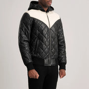 
Tan Brown Sheepskin Leather Bomber Jacket - Vista posterior con hombros definidos y bajo impecable