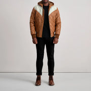 
Norman Chaqueta de Cuero Tostado Puffer Chaqueta de Cuero para Hombre – alternate product view 3
