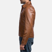 Brown Sheepskin leather Jacket - Vista trasera con ajuste entallado en hombros y bajo impecable