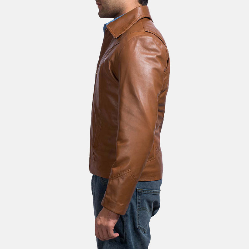 Old School Marrón Chaqueta de Cuero para Hombre