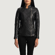 
Orient Grain Acolchado Negro Chaqueta Biker de Cuero para Mujer - Vista frontal y silueta entallada | Comprar online