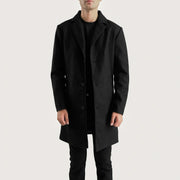 
Petrillo Negro Wool Single Breasted Abrigo de Cuero para Hombre in Black Synthetic Wool - Vista frontal y silueta entallada | Comprar online