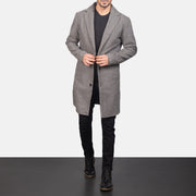 
Petrillo Gris Wool Single Breasted Abrigo de Cuero para Hombre in Grey Synthetic Wool - Vista frontal y silueta entallada | Comprar online