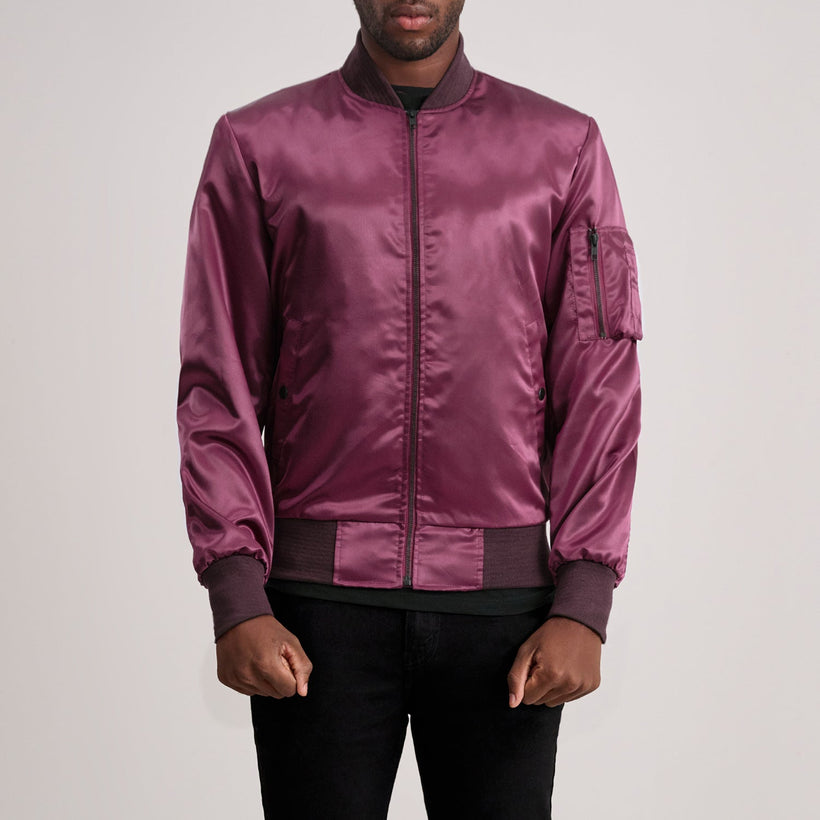 Quinton MA-1 Granate Chaqueta Bomber de Cuero para Hombre