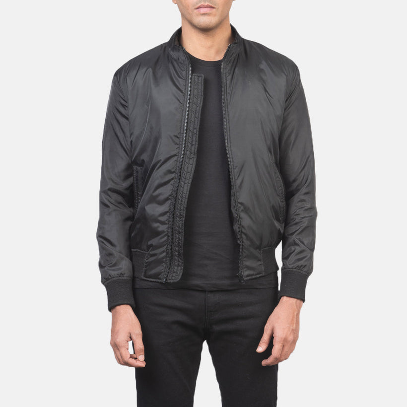 Ramon Negro Chaqueta Bomber de Cuero para Hombre