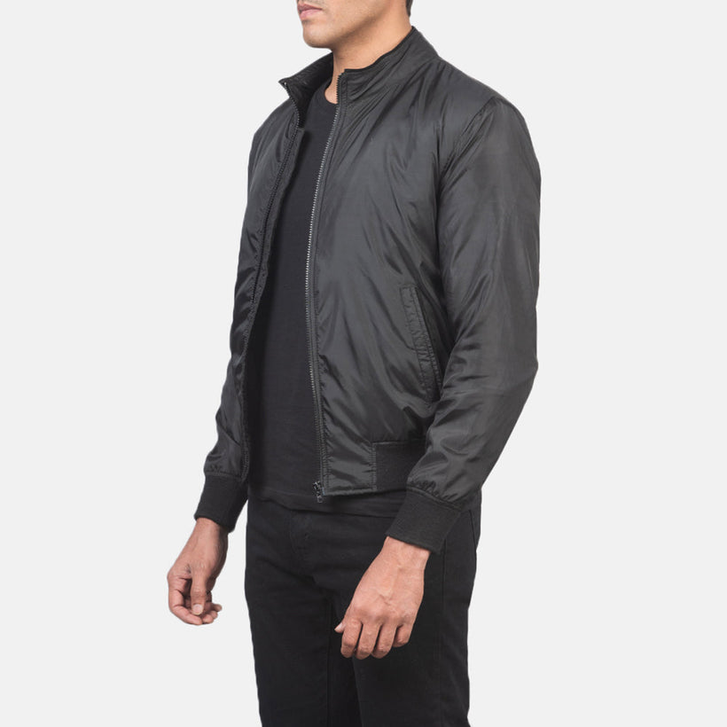 Ramon Negro Chaqueta Bomber de Cuero para Hombre