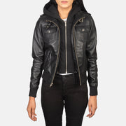 Roslyn Hooded Cazadora Bomber de Cuero para Mujer – Vista alternativa del producto 1