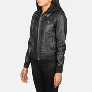 Roslyn Hooded Cazadora Bomber de Cuero para Mujer – Vista alternativa del producto 2