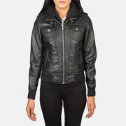 Roslyn Hooded Cazadora Bomber de Cuero para Mujer – Vista alternativa del producto 4