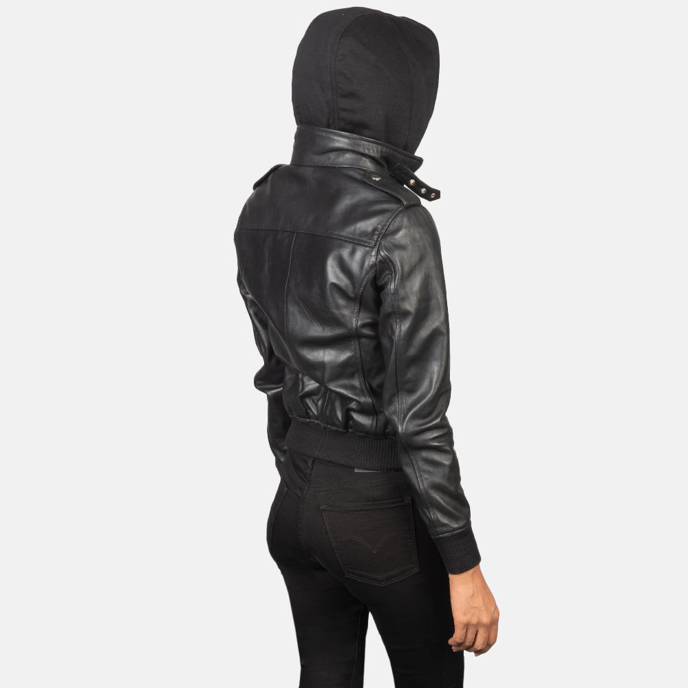 Roslyn Hooded Cazadora Bomber de Cuero para Mujer – Vista alternativa del producto 5