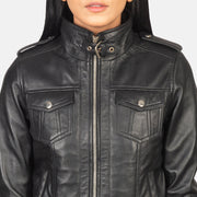 Roslyn Hooded Cazadora Bomber de Cuero para Mujer – Vista alternativa del producto 6
