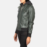 Roslyn Hooded Cazadora Bomber de Cuero para Mujer – Vista alternativa del producto 2