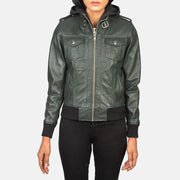 Roslyn Hooded Cazadora Bomber de Cuero para Mujer – Vista alternativa del producto 4
