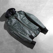 Roslyn Hooded Cazadora Bomber de Cuero para Mujer – Vista alternativa del producto 7