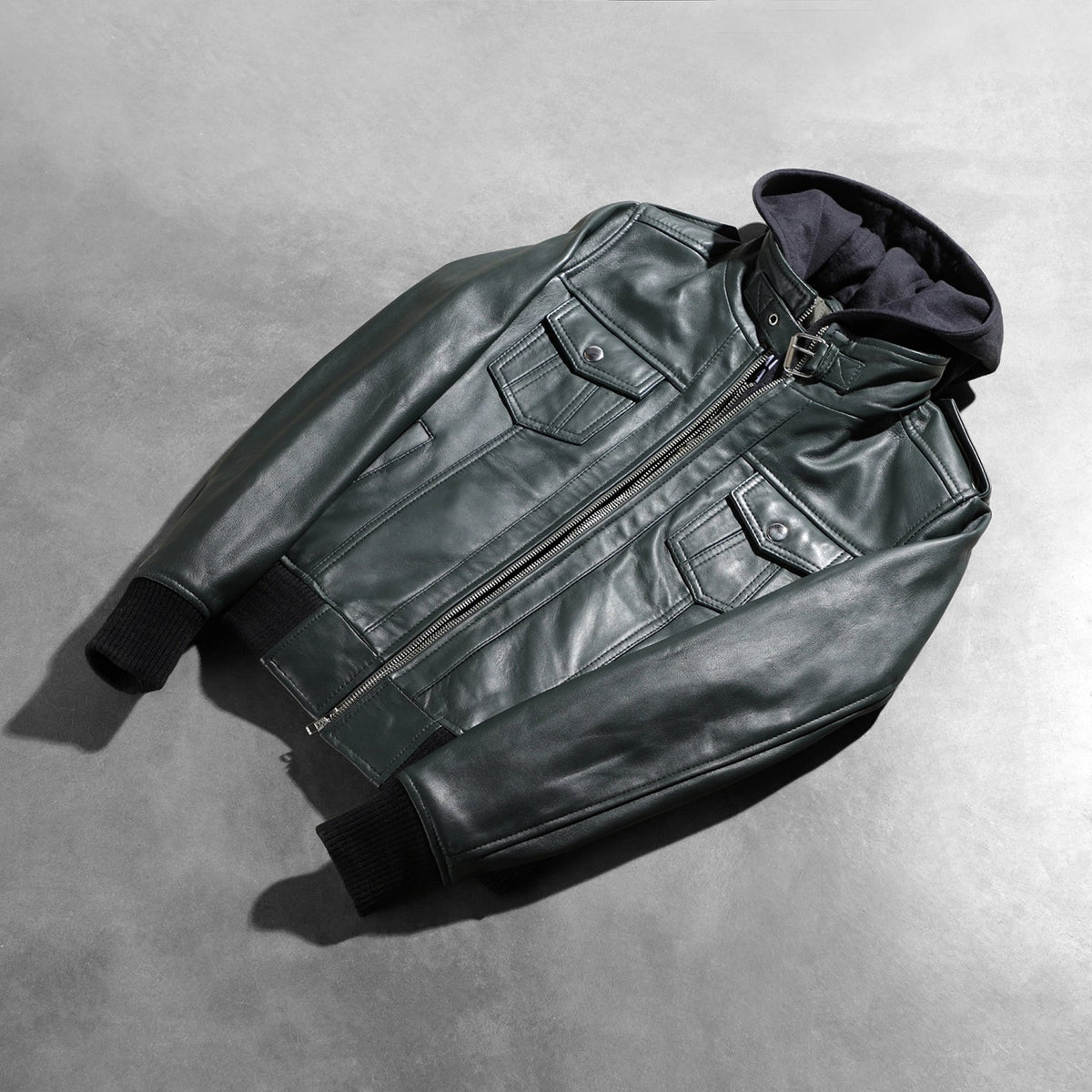Roslyn Hooded Cazadora Bomber de Cuero para Mujer – Vista alternativa del producto 8