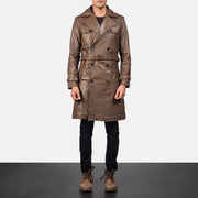 
Royson Marrón Leather Duster Abrigo de Cuero para Hombre in Mocha Brown Calfskin Leather - Vista frontal y silueta entallada | Comprar online