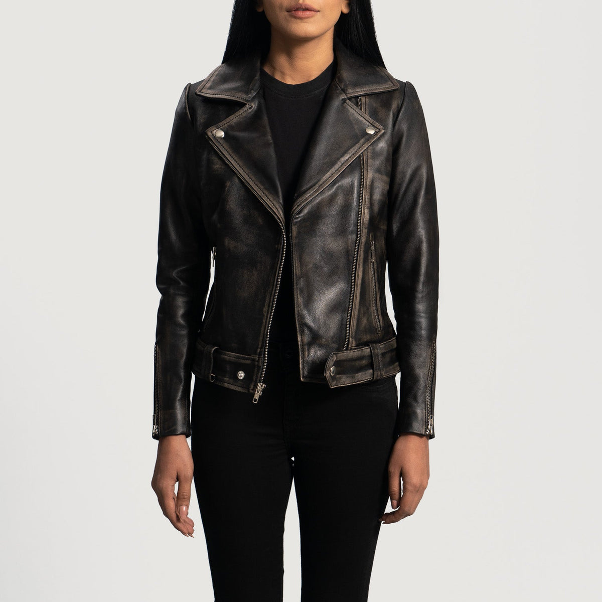 
Rumy Granate Chaqueta Biker de Cuero para Mujer – alternate product view 1