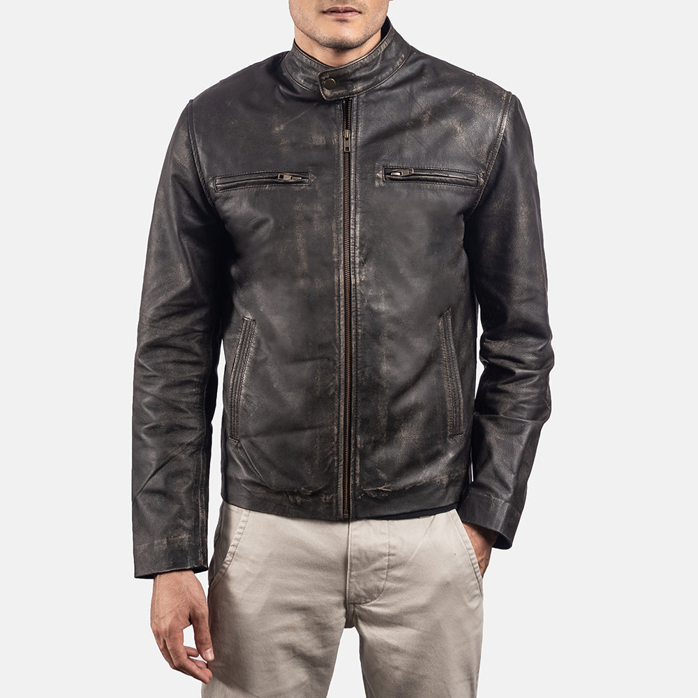 Rustic Chaqueta Biker de Cuero para Hombre – Vista alternativa del producto 3