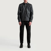 
Vista de detalle of Shirt & Buttons Hardware on Scout Negro Leather Shirt para Hombre