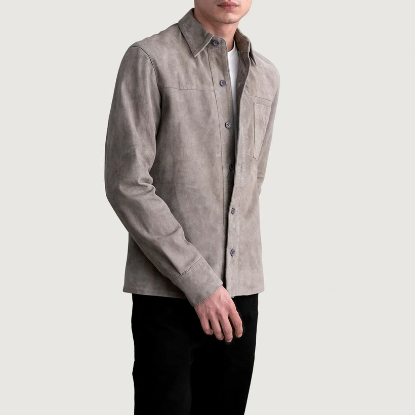 Scout Gris Suede Leather Shirt para Hombre