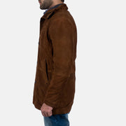 Brown Goatskin suede Jacket - Vista trasera con ajuste entallado en hombros y bajo impecable