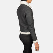 
Sherilyn B-3 Negro Chaqueta Bomber de Cuero para Mujer – alternate product view 5