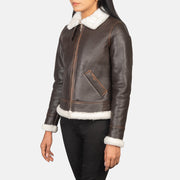 
Sherilyn B-3 Negro Chaqueta Bomber de Cuero para Mujer – alternate product view 2