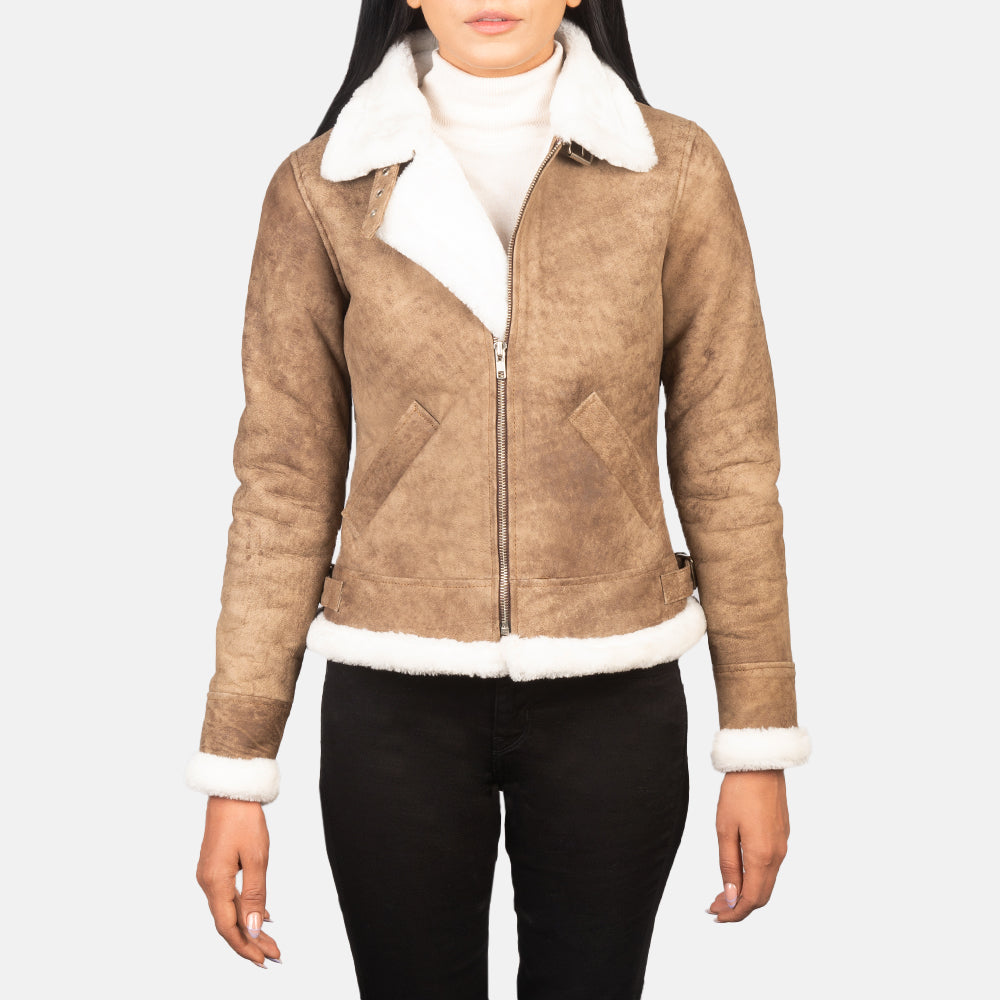 
Sherilyn B-3 Negro Chaqueta Bomber de Cuero para Mujer – alternate product view 1
