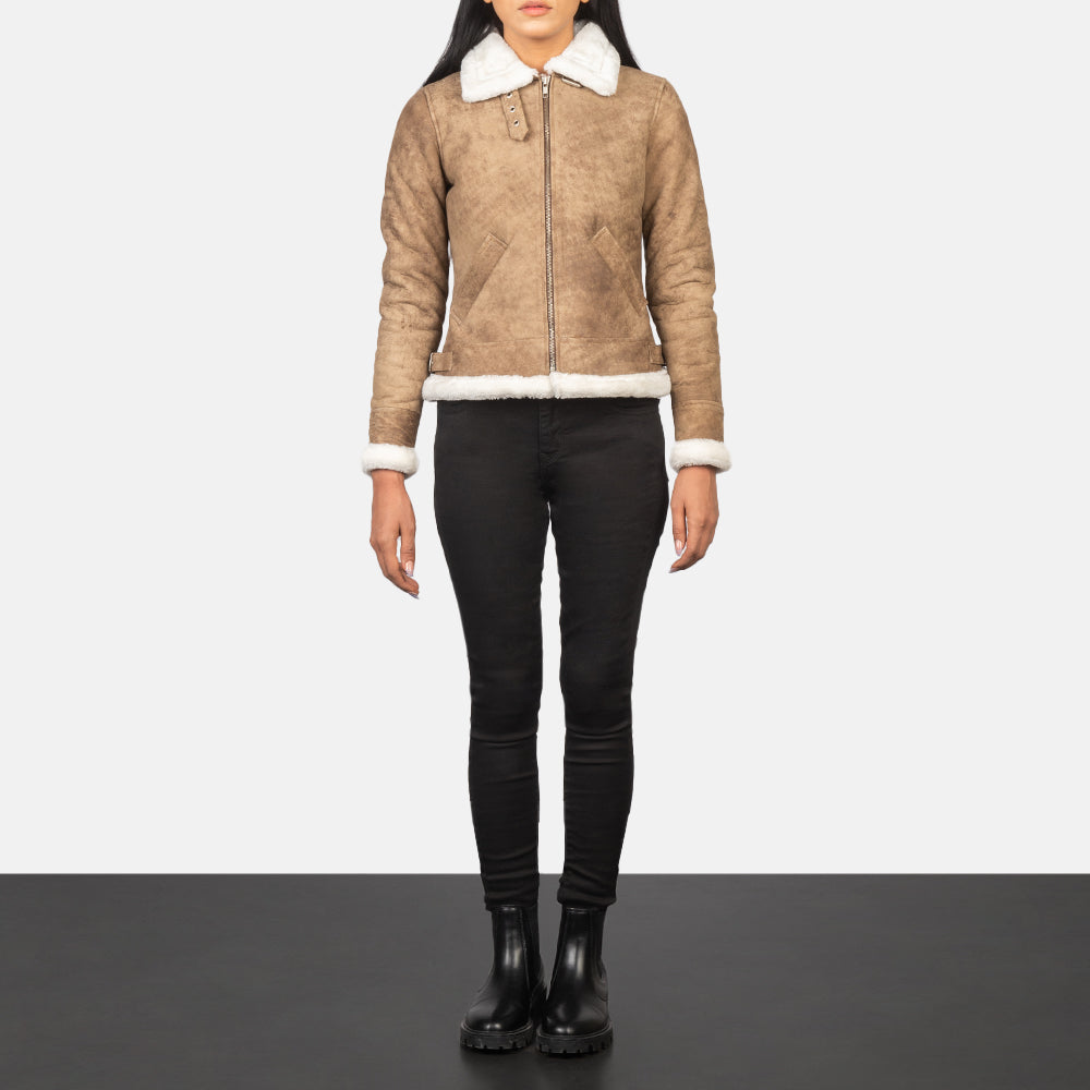 
Sherilyn B-3 Negro Chaqueta Bomber de Cuero para Mujer – alternate product view 3
