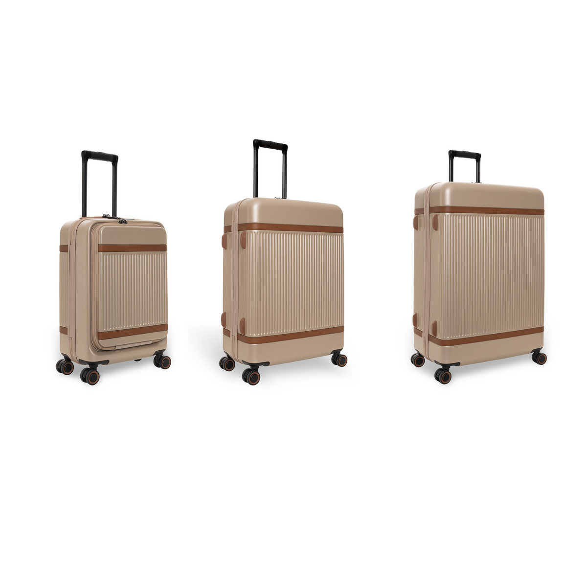 Hand Luggage Suitcase Front Pocket Zuna in Classic 100% Full-Grain Leather - Vista frontal y silueta a medida | Comprar online