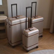 Hand Luggage Suitcase Front Pocket Zuna - Vista de perfil lateral con corte ergonómico de manga