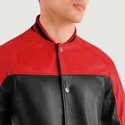 Terrance Negro Varsity Chaqueta de Cuero para Hombre – Vista alternativa del producto 3