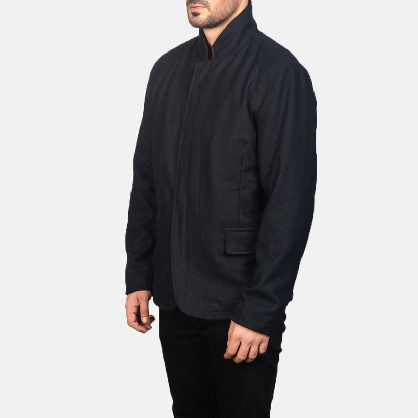 Thomas Negro Wool Chaqueta de Cuero para Hombre