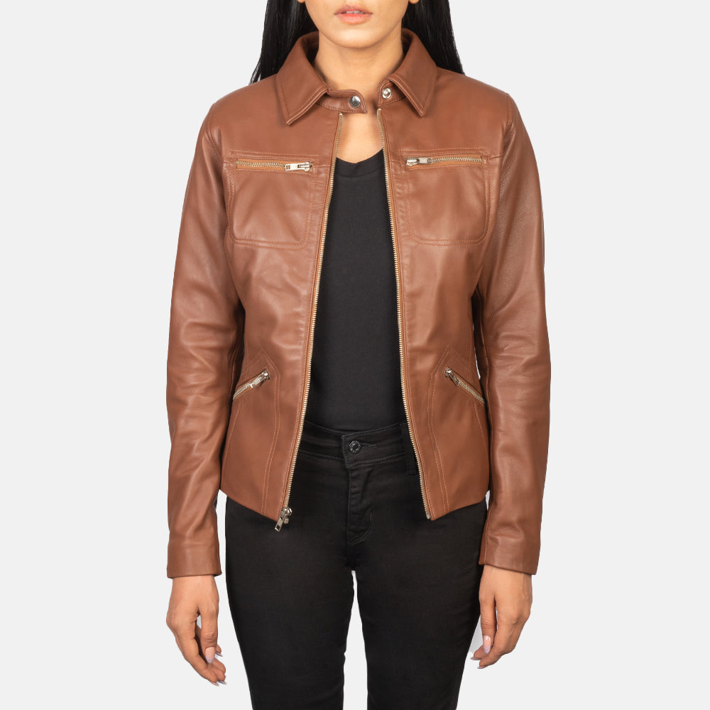 Tomachi Rojo Chaqueta de Cuero para Mujer – Vista alternativa del producto 1